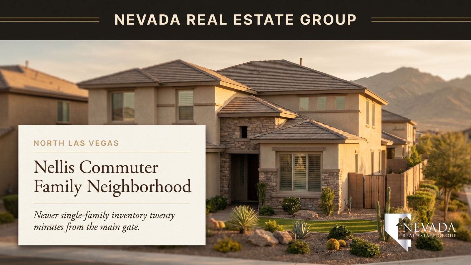 Established family neighborhood in central North Las Vegas with single-family homes and desert landscaping